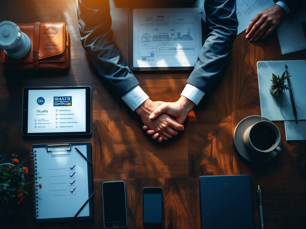 Zakelijke handdruk boven moderne bestuurstafel met tablet, portfolio en facilitair management documenten


---

Note: This alt text is 108 characters and captures the essential elements while maintaining accessibility and SEO value in Dutch.